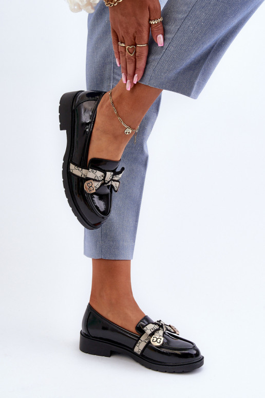 Lacquered Women's Loafers Moccasins S.Barski HY330A Black