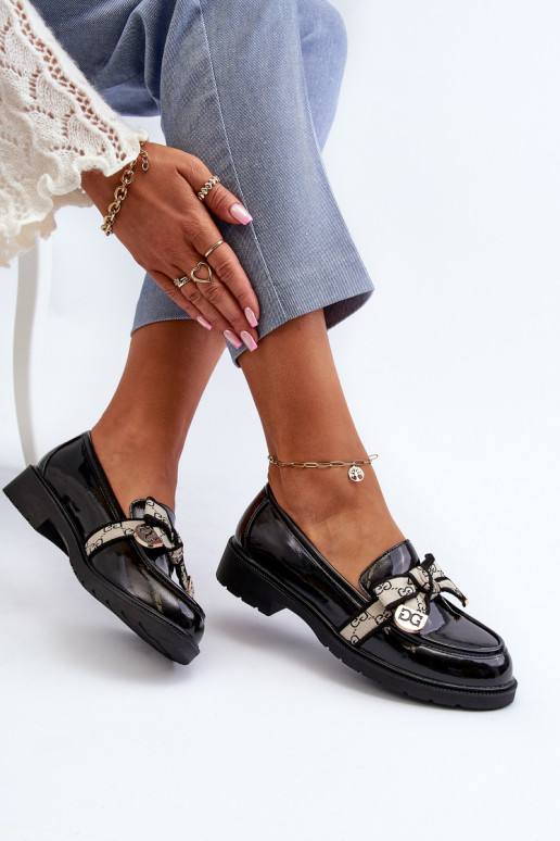 Lacquered Women's Loafers Moccasins S.Barski HY330A Black