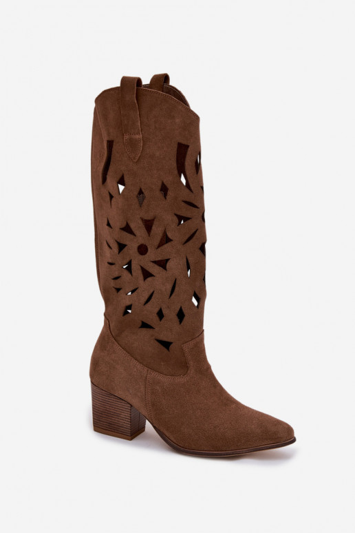 Openwork Boots Natural Suede Zazoo 3167 Dark Beige