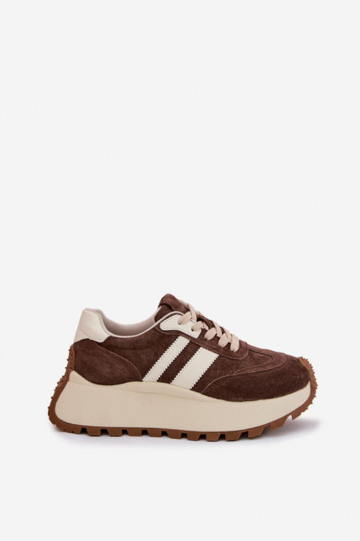 Suede Sneakers on a Massy Platform D&A GR61-5986 Chocolate