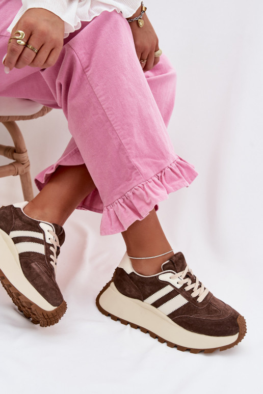 Suede Sneakers on a Massy Platform D&A GR61-5986 Chocolate