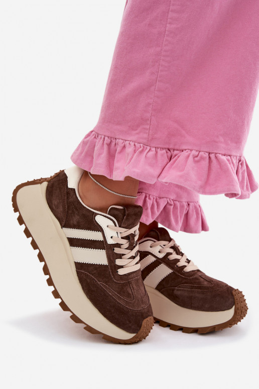 Suede Sneakers on a Massy Platform D&A GR61-5986 Chocolate