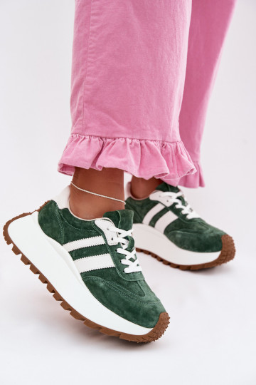 SneakersywithZamszu Na Masywnej Platformie D&A GR61-5986 Zielone