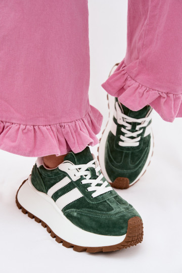 Suede Sneakers With Thick Platform D&A GR61-5986 Green 2