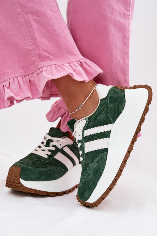 Suede Sneakers With Thick Platform D&A GR61-5986 Green