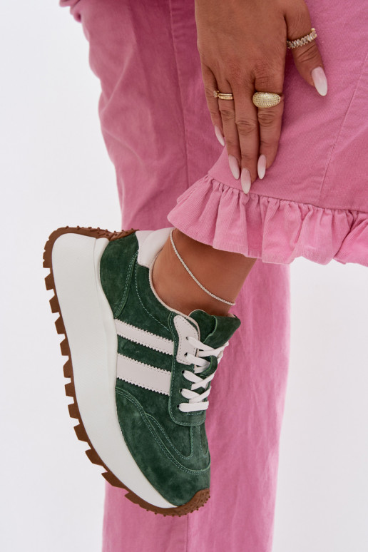 SneakersywithZamszu Na Masywnej Platformie D&A GR61-5986 Zielone