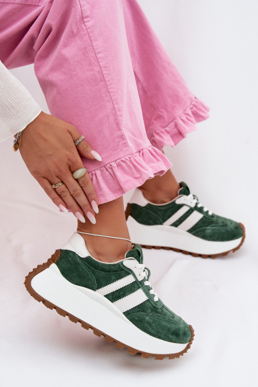 Suede Sneakers With Thick Platform D&A GR61-5986 Green