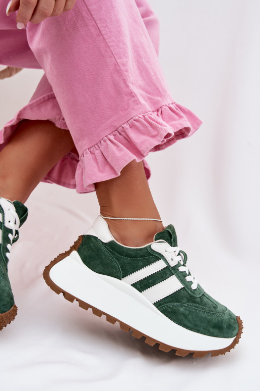Suede Sneakers With Thick Platform D&A GR61-5986 Green