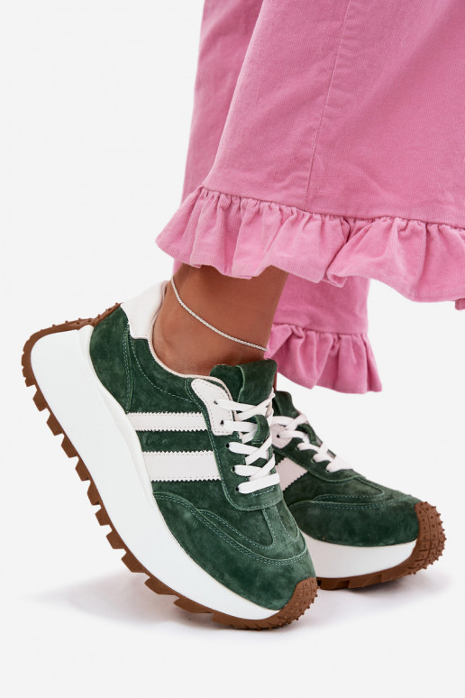 Suede Sneakers With Thick Platform D&A GR61-5986 Green