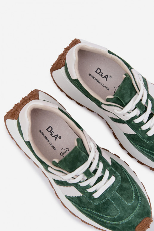 SneakersywithZamszu Na Masywnej Platformie D&A GR61-5986 Zielone