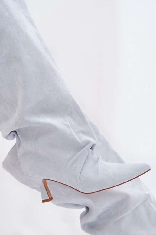 Wide Shaft Boots with Ruching on the Heel Blue Harela