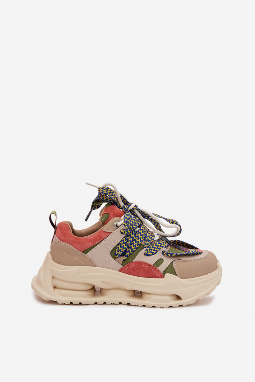 Leather Women's Sneakers On Platform D&A CR61-3133 Beige