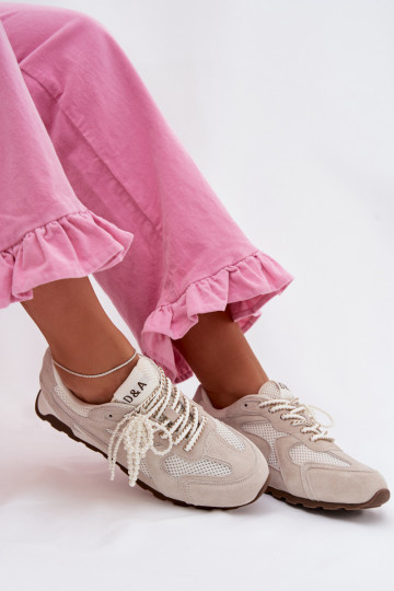 Women's Leather Suede Sneakers MK61-0705 Gray