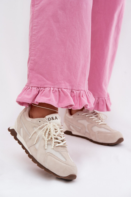 Women's Leather Suede Sneakers MK61-0705 Gray