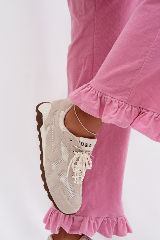 Women's Leather Suede Sneakers MK61-0705 Gray