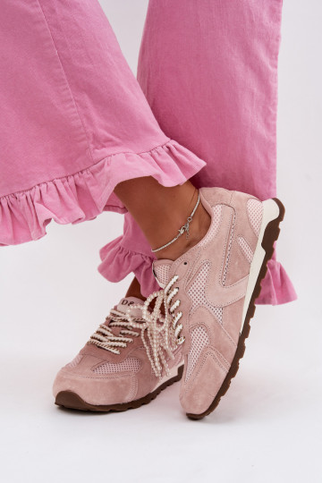 Leather Suede Women's Sneakers MK61-0705 Pink 2