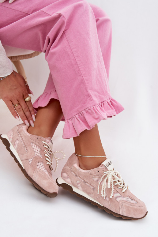 Leather Suede Women's Sneakers MK61-0705 Pink