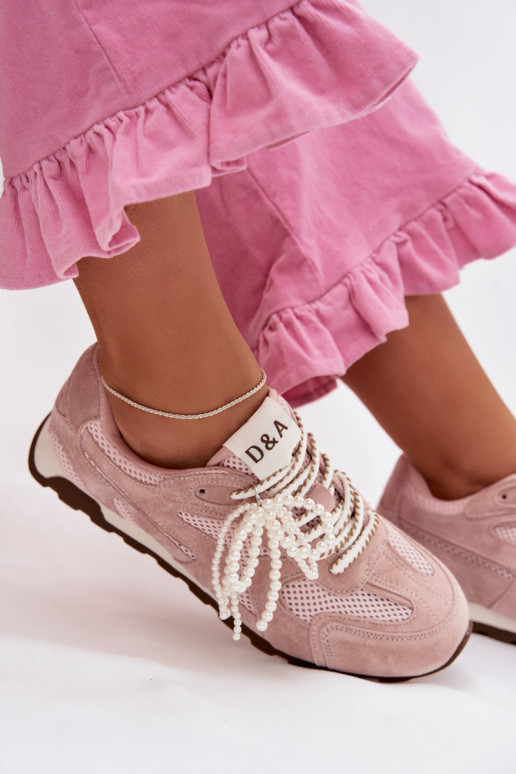 Leather Suede Women's Sneakers MK61-0705 Pink