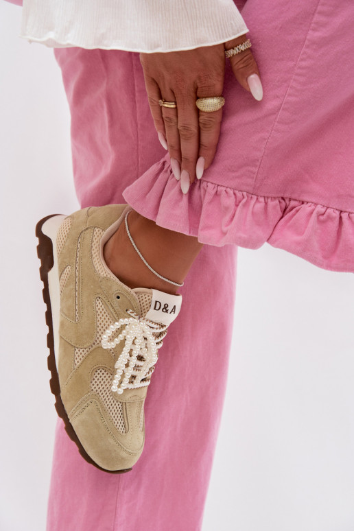 Women's Leather Suede Sneakers MK61-0705 Light Green