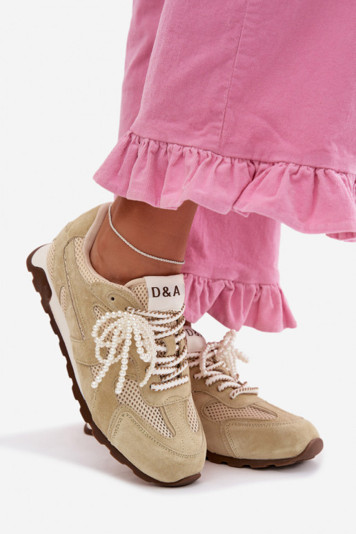 Women's Leather Suede Sneakers MK61-0705 Light Green