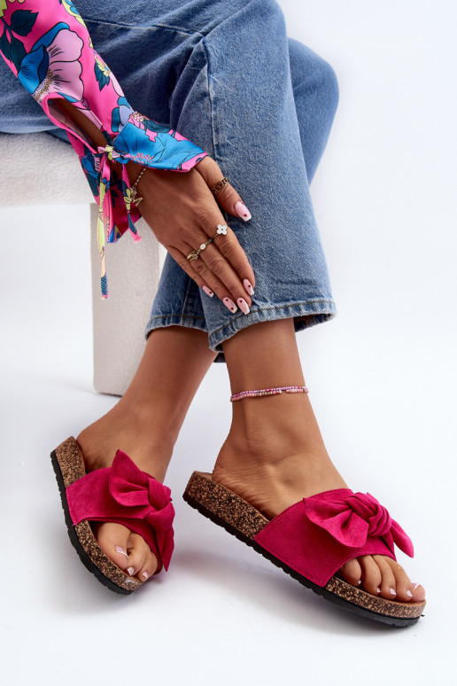 Women's Pink Bow Slippers Ezephira