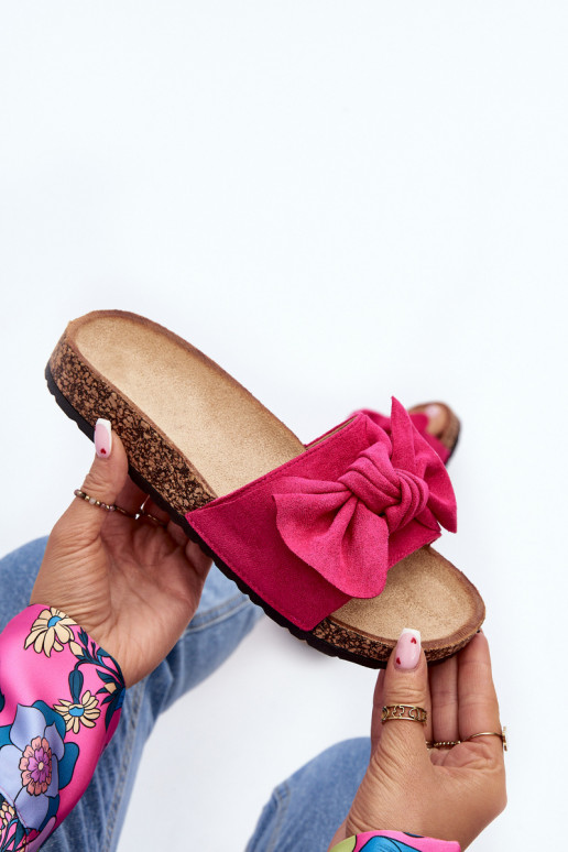 Women's Pink Bow Slippers Ezephira