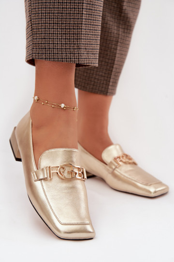 Leather Women's Loafers With Decorative Detail D&A CR61-3125 Gold 2