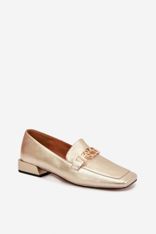 Leather Women's Loafers With Decorative Detail D&A CR61-3125 Gold