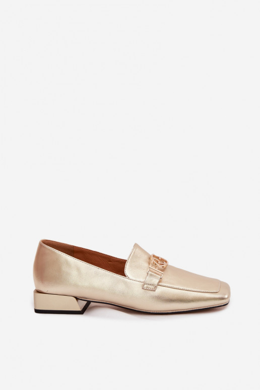 Leather Women's Loafers With Decorative Detail D&A CR61-3125 Gold