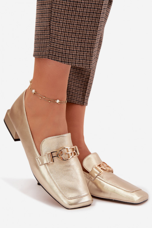 Leather Women's Loafers With Decorative Detail D&A CR61-3125 Gold