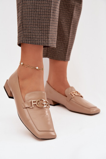 Leather Women's Loafers with Decorative Detail D&A CR61-3125 Beige 2