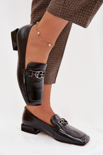 Skórzane Mokasyny DamskiewithOzdobnym Detalem D&A CR61-3125 Czarne