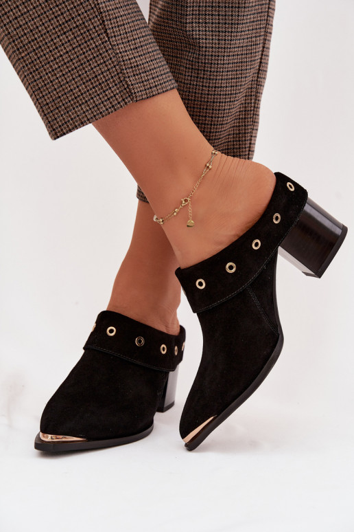 Suede Women's Cowboy Ankle Boots With Heel D&A CR61-3059 Black