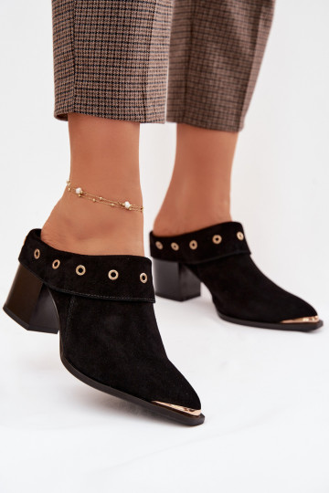 Suede Women's Cowboy Ankle Boots With Heel D&A CR61-3059 Black 2