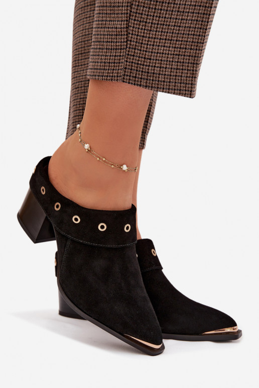 Suede Women's Cowboy Ankle Boots With Heel D&A CR61-3059 Black