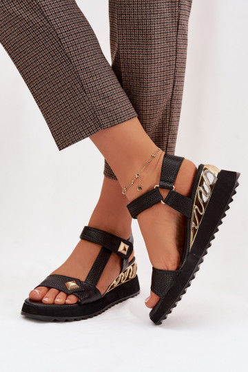 Leather Women's Platform Sandals D&A CR61-3070 Black