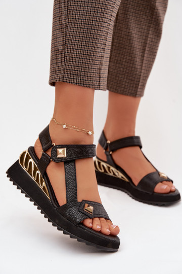 Leather Women's Platform Sandals D&A CR61-3070 Black 2