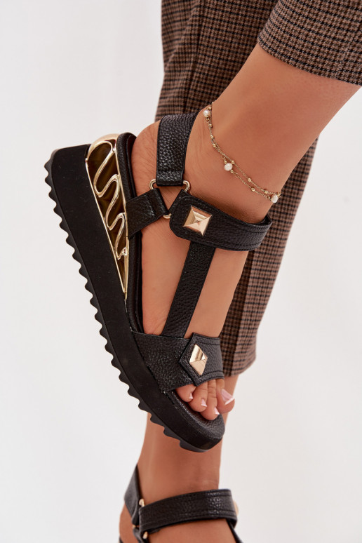 Leather Women's Platform Sandals D&A CR61-3070 Black