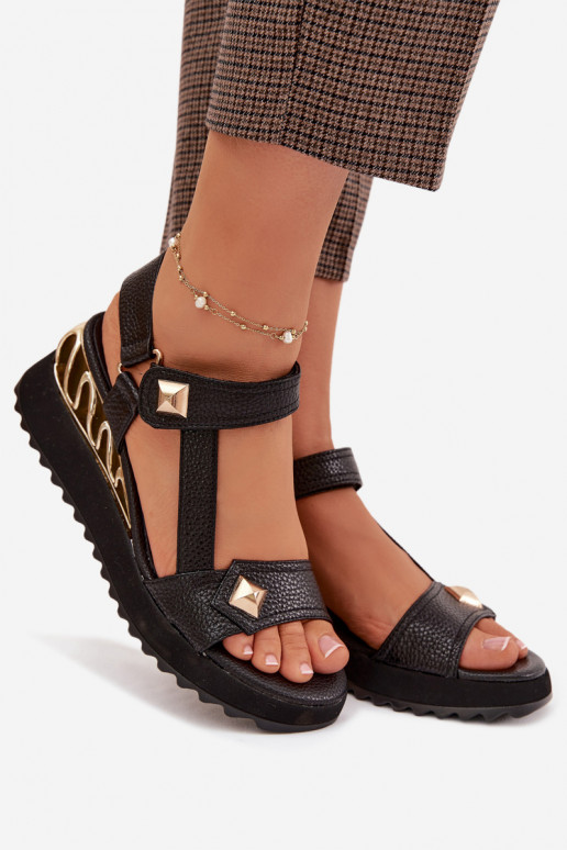 Leather Women's Platform Sandals D&A CR61-3070 Black