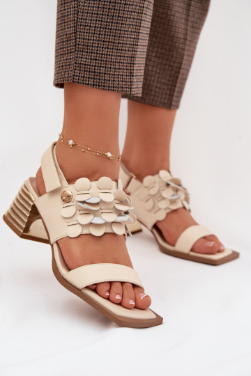 Leather High Heel Sandals D&A CR61-3062 Beige 2
