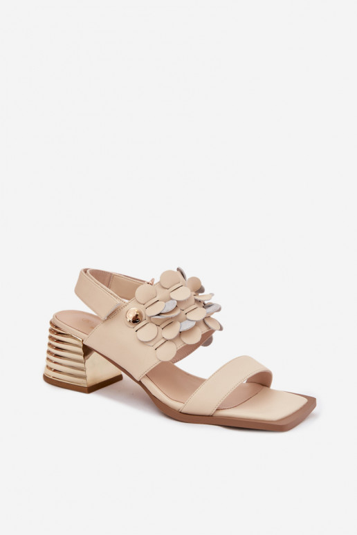 Leather High Heel Sandals D&A CR61-3062 Beige