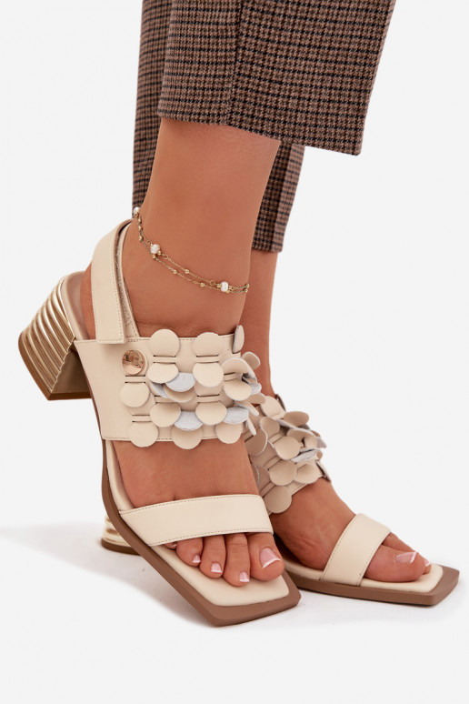Leather High Heel Sandals D&A CR61-3062 Beige