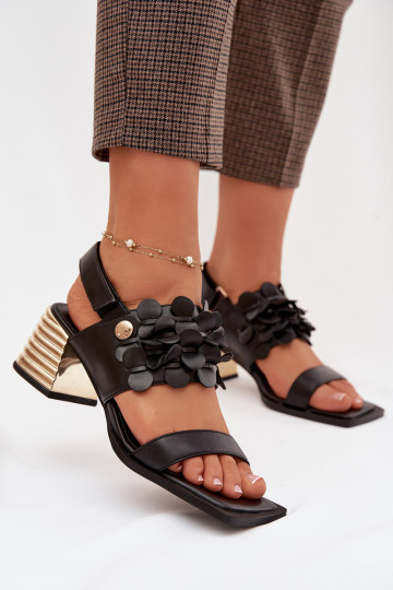 Leather High Heel Sandals D&A CR61-3062 Black 2