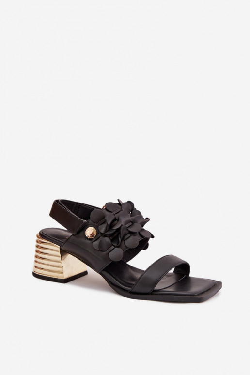 Leather High Heel Sandals D&A CR61-3062 Black