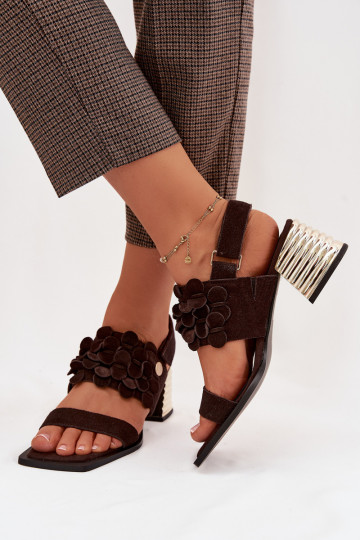 Suede High Heel Sandals D&A CR61-3145 Chocolate 2