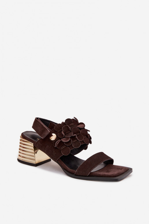 Suede High Heel Sandals D&A CR61-3145 Chocolate