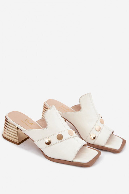 Leather High Heeled Sandals With Decorative Strap D&A CR61-3063 White