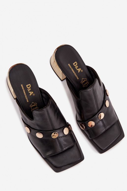 Leather High Heeled Sandals With Decorative Strap D&A CR61-3063 Black