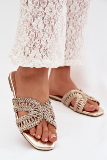 Women's Flat Gold Slippers Fariella