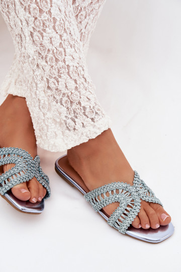 Women's Flat Blue Slides Fariella